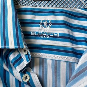 Bugatchi Blue and White Casual Button Down Shirt
